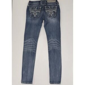 Rock Revival Hadley Skinny Jeans 26 Light Wash Ankle Crystal Fleur Y2K Western